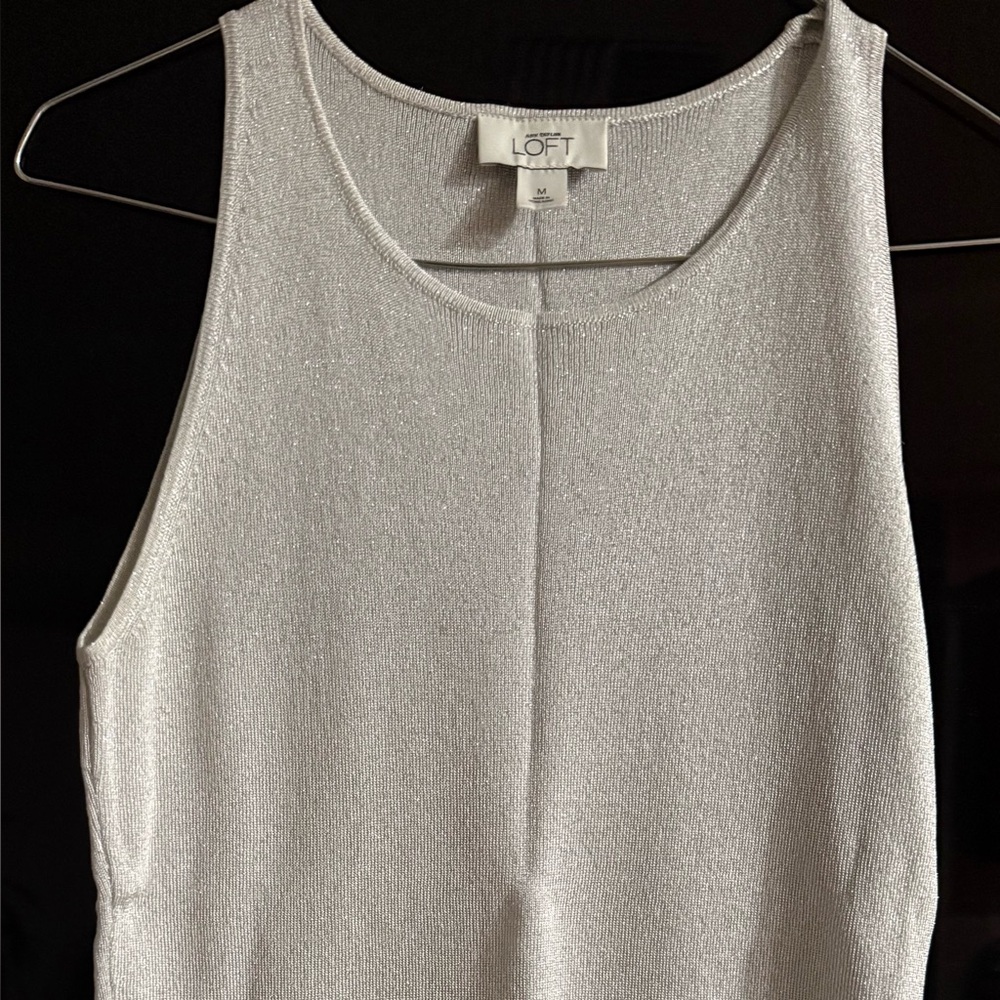 LOFT Metallic Silver Tank Top size medium